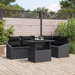 vidaXL Set de canapé de jardin en 6 pièces avec coussins en poly rattan noir