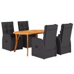 vidaXL Set de jardin de 5 pièces avec coussins en poly rotin noir et acacia