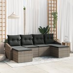 vidaXL Ensemble de Salle à Manger de Jardin 6 Pièces avec Coussins Rattan Poly Gris