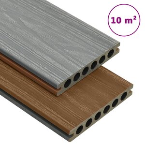 vidaXL Panneaux de terrasse et accessoires WPC Marron/gris 10 m² 2 2 m