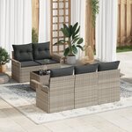 vidaXL Set de Canapés de Jardin 6 Pièces avec Coussins Gris Clair Poly Rotin