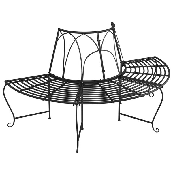 vidaXL Banc demi-circulaire tour d'arbre Ø159 cm Noir Acier