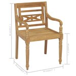 vidaXL Chaises Batavia avec coussins lot de 4 Bois de teck solide