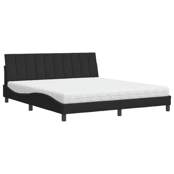 vidaXL Lit avec matelas noir 180x200 cm velours