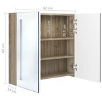 vidaXL Armoire de salle de bain à miroir LED blanc et chêne 62x14x60cm