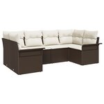 vidaXL Ensemble de canapé de jardin 6 pièces avec coussins marron en poly rotin