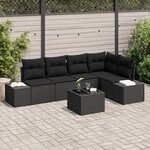 vidaXL Ensemble de Canapé de Jardin de 6 Pièces avec Coussins Beige Rattan
