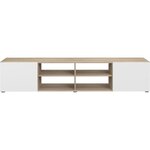 PILVI Meuble TV - Blanc et chene - L 180 x P 42 x H 37 cm