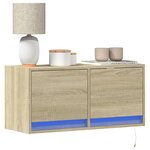 vidaXL Meuble TV mural avec lumières LED chêne sonoma 80x31x35 cm