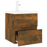 vidaXL Meuble lavabo avec bassin intégré Chêne fumé Bois d'ingénierie