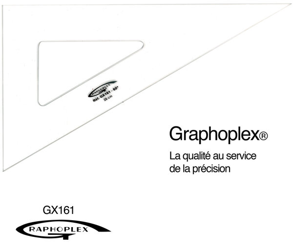 Equerre 60° 3 bords droits 26 cm