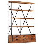 vidaXL Bibliothèque à 4 étagères avec 6 tiroirs 122x36x181 cm Manguier