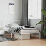 vidaXL Cadre de lit métal sans matelas et tête de lit blanc 100x190 cm