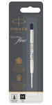 PARKER recharge bille Quinkflow  pointe moyenne  noire  blister X 1