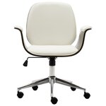 vidaXL Chaise de bureau Blanc Bois courbé et similicuir