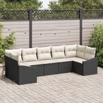 vidaXL Ensemble de salle à manger de jardin de 7 pièces avec coussins en poly rattan noir