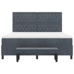 vidaXL Lit Box Spring avec Matelas & Banc Gris Foncé 180x200 cm Velours