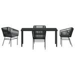 vidaXL Ensemble de salle à manger de jardin 5 pièces avec coussins en poly rattan noir