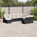 vidaXL Salon de jardin 10 Pièces avec coussins noir résine tressée