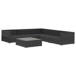 Salon de jardin meuble d'extérieur ensemble de mobilier 6 pièces avec coussins résine tressée noir 02_0016937