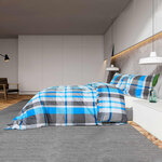 vidaXL Ensemble de housse de couette Bleu et gris 140x200 cm Coton