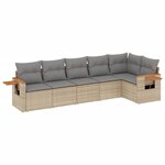 vidaXL Salon de jardin avec coussins 6 Pièces beige résine tressée