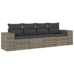 vidaXL Salon de jardin 4 Pièces avec coussins gris résine tressée