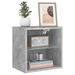 vidaXL Tables de chevet murales avec lumières LED 2 Pièces gris béton