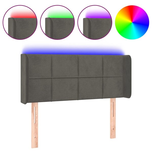 vidaXL Tête de lit à LED Gris foncé 93x16x78/88 cm Velours