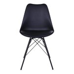 2 chaises de table à manger en cuir noir aux pieds noirs