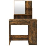 vidaXL Coiffeuse avec miroir Chêne fumé 86 5x35x136 cm