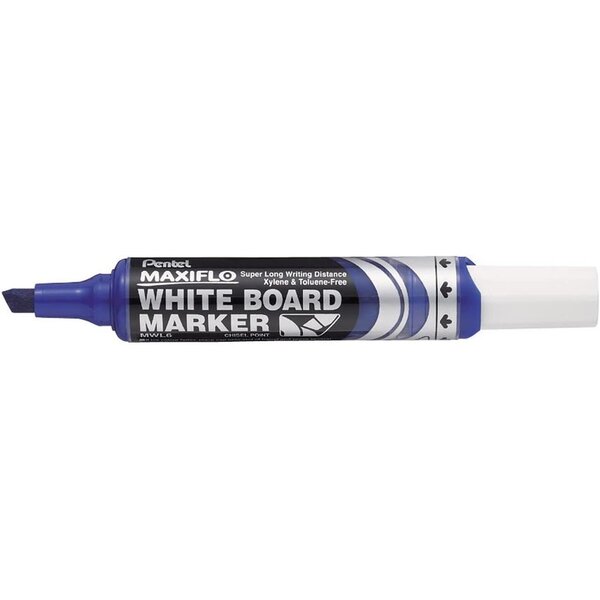 Marqueur Tableau blanc MAXIFLO MWL-6 Pointe Biseautée Large Bleu x 12 PENTEL