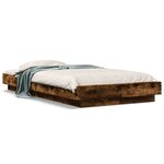vidaXL Cadre de lit et lumières LED sans matelas chêne fumé 75x190 cm