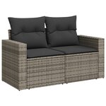 Ensemble de canapé de jardin 13 pièces avec coussins en poly rattan gris acacia