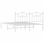 vidaXL Cadre de lit métal sans matelas et tête de lit blanc 183x213 cm