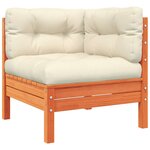 vidaXL Salon de jardin 9 Pièces avec coussins marron cire bois pin massif