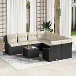 vidaXL Ensemble de salle à manger de jardin 9 pièces avec coussins en poly rattan noir