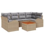 Canapé de jardin 7 pièces avec coussins Beige Poly Rotin Acacia