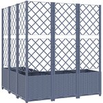 vidaXL Jardinière avec treillis Gris foncé 120x120x136 cm PP