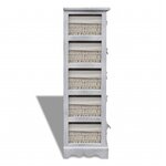 vidaXL Étagère de rangement en bois 5 paniers en tissage Blanc