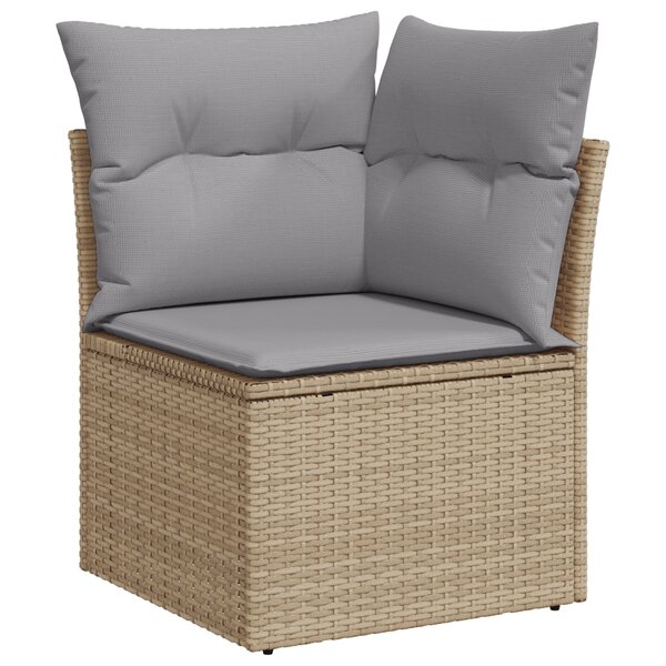 Ensemble de canapé de jardin vidaXL 9 pièces avec coussins Beige Rotin poly Acacia