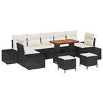 Ensemble de Canapés de Jardin de 10 Pièces vidaXL avec Coussins Rattan Noir Poly Acacia