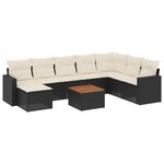 vidaXL Salon de jardin 9 Pièces avec coussins noir résine tressée