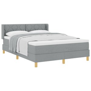 lit à ressort vidaXL avec matelas gris clair 140x200 cm en tissu