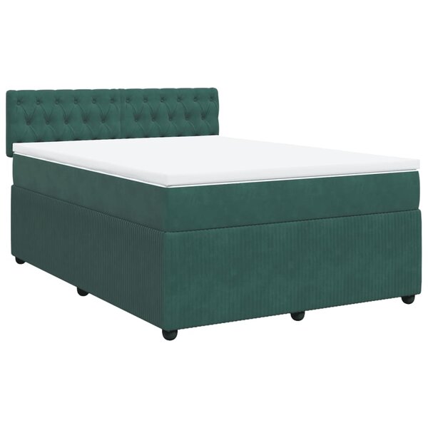 vidaXL Sommier à lattes de lit et matelas Vert foncé 140x200cm Velours