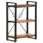 vidaXL Bibliothèque à 3 niveaux 60x30x80cm Bois de récupération massif