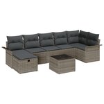 vidaXL Ensemble de canapé de jardin 8 pièces avec coussins gris en poly rattan