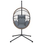 vidaXL Chaise suspendue forme d'œuf et support gris clair rotin acier