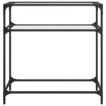 vidaXL Table console avec dessus en verre transparent 80x35x81cm acier