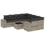vidaXL Salon de jardin 9 Pièces avec coussins gris clair résine tressée